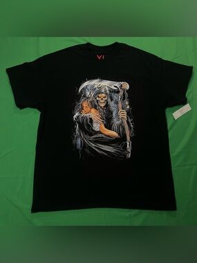 Black Graphic Grim Reaper T-Shirt, Halloween Horror Tee (BRAND NEW CONDITION)